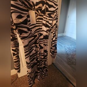 Chic Zebra Print Dress with Gold Accents by Michael Kors